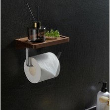 Tuvalet Kağıtlığı - Rulo Peçete  Banyo & Wc Ahşap Stand Askı  Gümüş Renk Özel Yapım