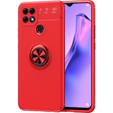 Hesaplı Dünya Oppo A15 Kılıf Selfie Yüzüklü Esnek Silikon Kırmızı