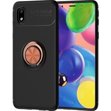 Hesaplı Dünya Samsung Galaxy A01 Core Kılıf Selfie Yüzüklü Esnek Silikon Siyah - Rose Gold