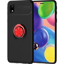 Hesaplı Dünya Samsung Galaxy A01 Core Kılıf Selfie Yüzüklü Esnek Silikon Siyah - Kırmızı