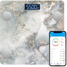 MF Product Allure 0532 Vücut Analizli Akıllı Tartı Cam Malzeme Beyaz Renk LED Ekranlı Tasarım