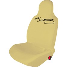 Öziron Bmw 3.16 Coupe Oto Koltuk Servis Kılıfı Penye K.atatürk Imza Baskılı Ön Arka Takım Kremrengi