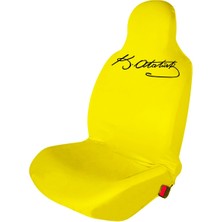 Öziron Renault R 9 Oto Koltuk Servis Kılıfı Penye K.atatürk Imza Baskılı Ön Arka Takım Sarı