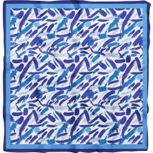 Moda Butik F27 Kadın Mavi Yağlı Boya Desenli 50x50 Bandana HYL DG0741-22