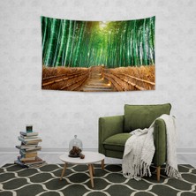 Vagonik Manzara Bambu Duvar Örtüsü Halısı 150 x 100 cm