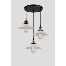 Mylights Retro Rustik  Üçlü  Metal Sarkıt Avize Beyaz Başlık