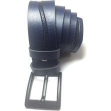 Karali Deri %100 Deri Erkek Kot Kemeri, Lacivert, 4,5 cm