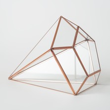 El Crea Designs Bakır Rose Gold Geometrik Teraryum Prizma Cam Fanus 26X21X21CM