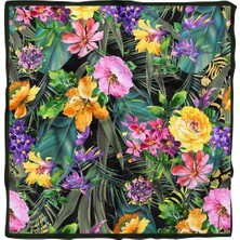Moda Butik H45 Kadın Yeşil Çiçek Desenli 50x50 Bandana HYL DG01404-22