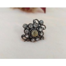 Hd Marketim Kadın Yüzük Otantik Tasarım Swaroski Taşlı Gri Renk Yüzük