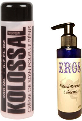 Hintohu Kolossal Krem 200ML Erkekler Için Penis Geliştirici Bakım Losyonu ve Eros Natural Lubricant 125ML Kayganlaştırıcı