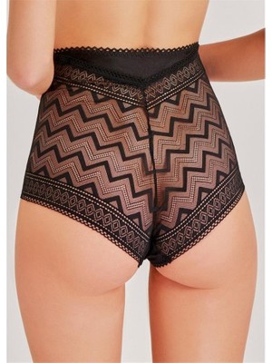 Magic Form 948 Zigzag Dantelli Yüksek Bel Külot - Siyah