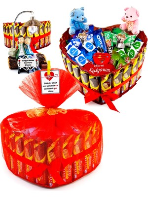 Hediyekombini Sevgiliye Büyük Kalpli Hediye & Çikolata Kutusu Sevgili Kombini Doğum Günü Yıldönümü Ara Hediye