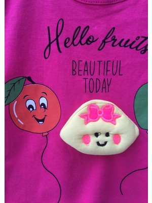 Bebedonat "hello Fruits" Meyve Motifli Kısa Kollu Kız Ikili Elbise Takımı