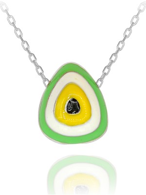 Yeşil Beyaz Mineli Armut Nazar Boncuğu Gümüş Kolye