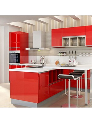 Baskı Madeni Parlak Kırmızı Kendinden Yapışkanlı Kaplama Folyosu 61CM x 3metre