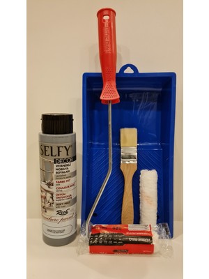 Rich Selfy Decor 500 cc 750 gr Italyan Gri Kendinden Vernikli Dolap Boyama Seti