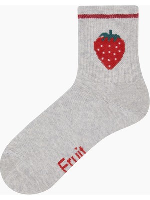 Bross 3'lü Lastiği Simli Meyveli Kadın Çorabı