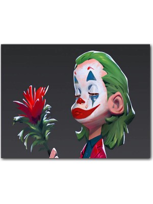 Cakatablo Ahşap Tablo Gül Ile Ağlayan Joker Görseli