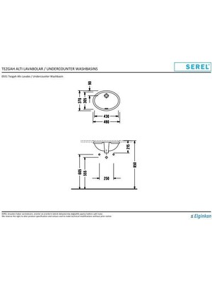 E.C.A Serel Tezgah Altı Oval Lavabo 0551DSS110H