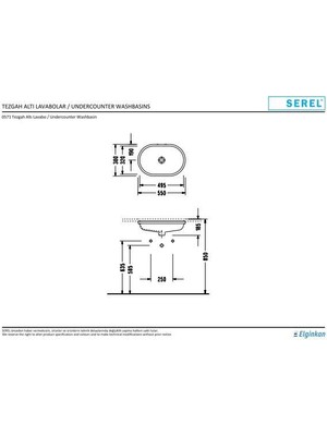 E.C.A Serel Luna Tezgah Altı Oval Lavabo 0571DSS110H