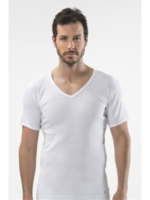 Cacharel 1502 Ikili V Yaka Erkek Fanila (Ribana)  - Beyaz