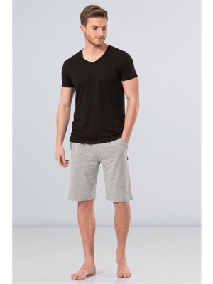 Cacharel 2170 Modal V Yaka Erkek T-Shirt  - Siyah