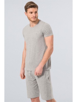 Cacharel 2169 Modal O Yaka Erkek T-Shirt  - Gri Melanj