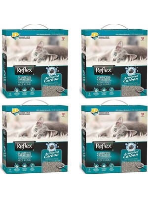 Reflex Aktif Karbonlu Topaklanan İnce Kokusuz  Kedi Kumu 6 lt 4'lü - Set