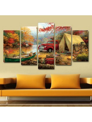 Dekorme 5 Parçalı Araba Kanvas Tablo 110 x 60 cm