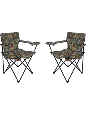 Gray Wolf Bardaklı Katlanır Kamp Sandalyesi Orman Desen (2 Adet)