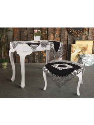 Çeyiz Diyarı Seven Nakışlı Salon Takımı 16 Parça Siyah