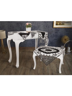 Çeyiz Diyarı Event Nakışlı Salon Takımı 16 Parça Siyah