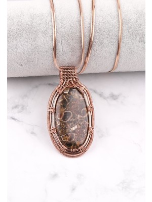 Alibaba Doğaltaş Trutella Agate Doğal Taş Bakır Sarmalı Özel Tasarım Kolye