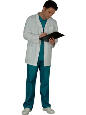 Emel Tekstil Doktor Erkek Yaka Beyaz Önlük Uzun Kol Standart Boy Unifroma