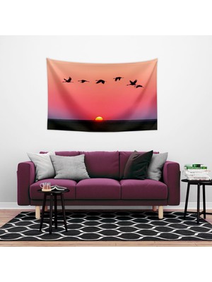 Vagonik Kırlangıç Sürüsü Duvar Örtüsü Halısı 150 x 100 cm