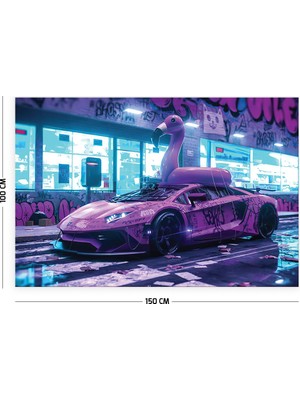 Vagonik Lamborghini Şehir Duvar Örtüsü Halısı 150 x 100 cm