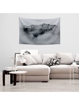 Vagonik Sisli Dağ Manzara Duvar Örtüsü Halısı 70 x 100 cm