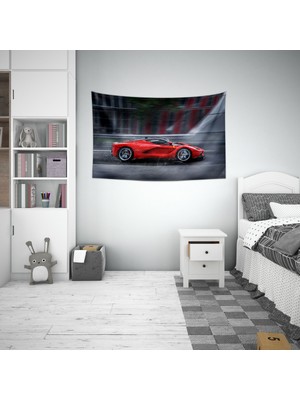Vagonik Kırmızı Ferrari Duvar Örtüsü Halısı 70 x 100 cm