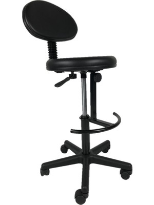 Goldsit Mega Yarım Çemberli Sırtlı Tabure 210 P - Siyah Deri