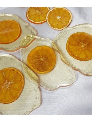 Sultan Tasarım Epoksi Portakallı Tekli Bardak Altlığı Takımı