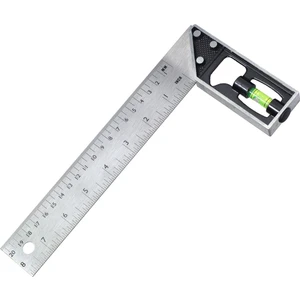 03022 Su Terazili Açı Ölçer Cetvel Marangoz Gönye 90° 20 cm