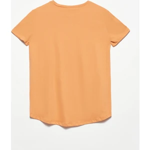 3471 Bisiklet Yaka Basic T-Shirt-Şeftali