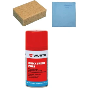 Würth 3 Lü Set Oto Yıkama Süngeri Sentetik Güderi Bez Araç Içi Tazeleme Spreyi Quickfresh 100ML Oto Temizlik Seti Würth