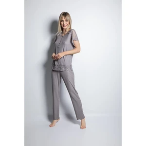 19161 Kısa Kollu Pijama Takım  - Gri