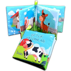 Çiftlik Hayvanları Kumaş Sessiz Kitap T134 - Bez Kitap , Eğitici Oyuncak , Yumuşak ve Hışırtılı