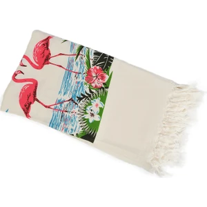 Made By Sade Flamingo Desenli Bambu Peştemal