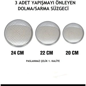 Çelik 3 Adet Paslanmaz  Sarma Altlığı 20/22/24 cm