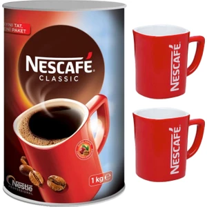 Classic Kahve Teneke 1000 gr + 2'li Kupa Bardak