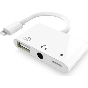 Polham Lightning 3in1 USB 3.5mm ve Lightning Çıkışlı Çoğaltıcı Adaptör Kamera Klavye ve Kulaklık Hub Adaptörü